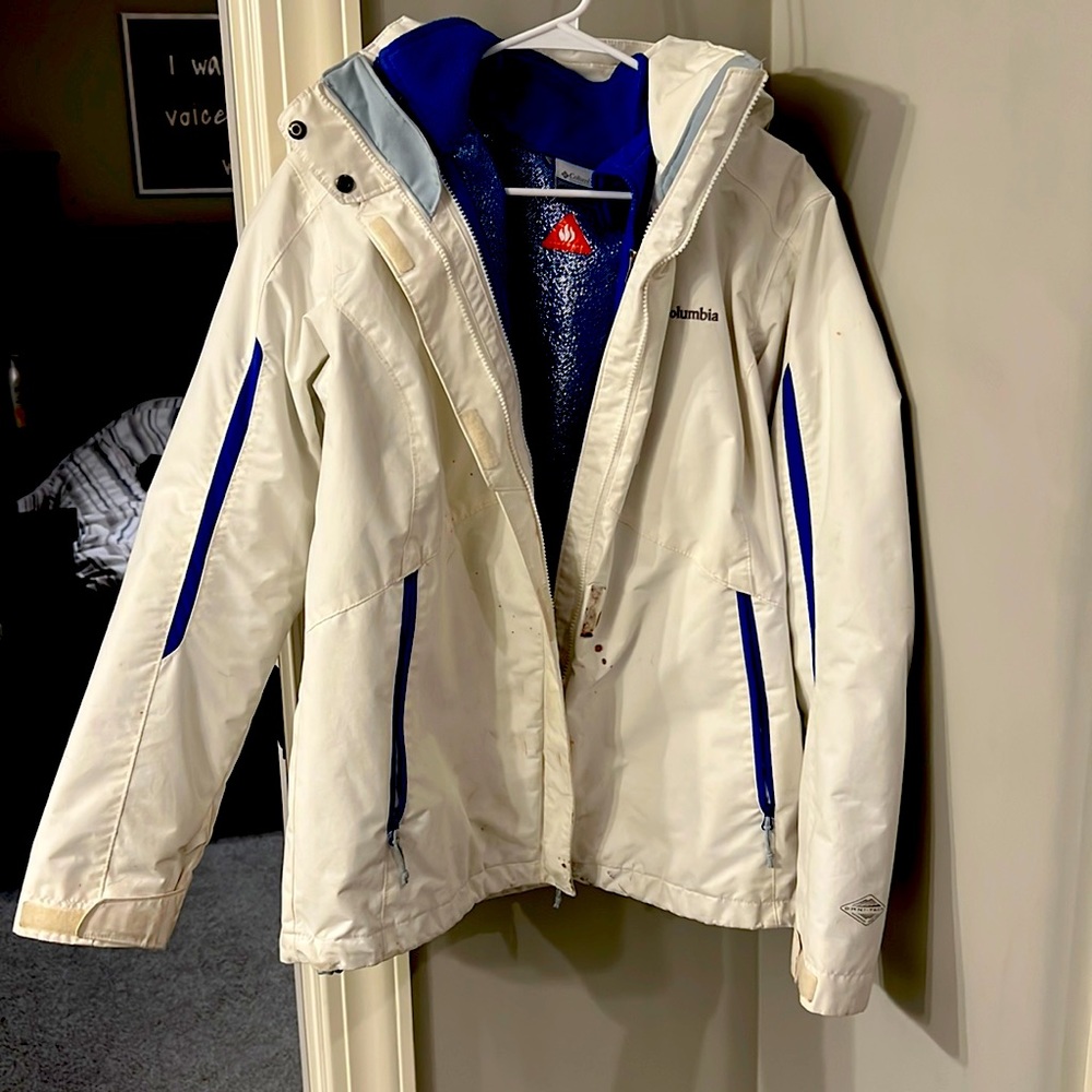 White and Blue Columbia double jacket